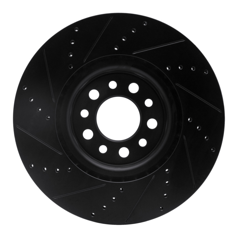 Alfa Romeo Tonale Brake Rotor (1) - Front Right - R1 Concepts - Drilled & Slotted - Black - `14-`25